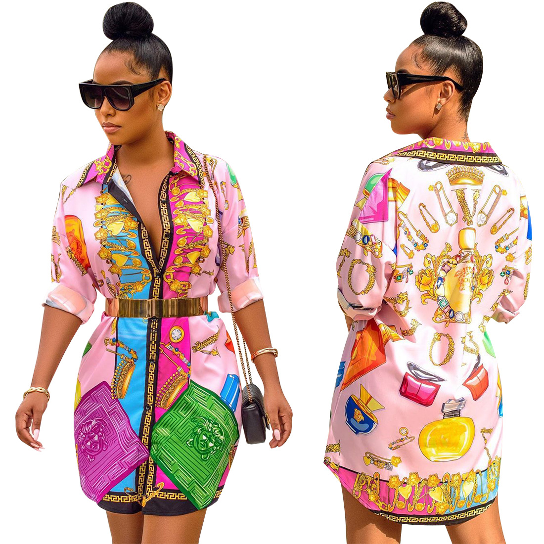 2022 fashion sexy women's autumn shirt dress pritint long sleeves fashion casual klz2, Multi-j2136
2022 fashion sexy women's autumn shirt dress pritint long sleeves fashion casual klz2, Multi-j2136