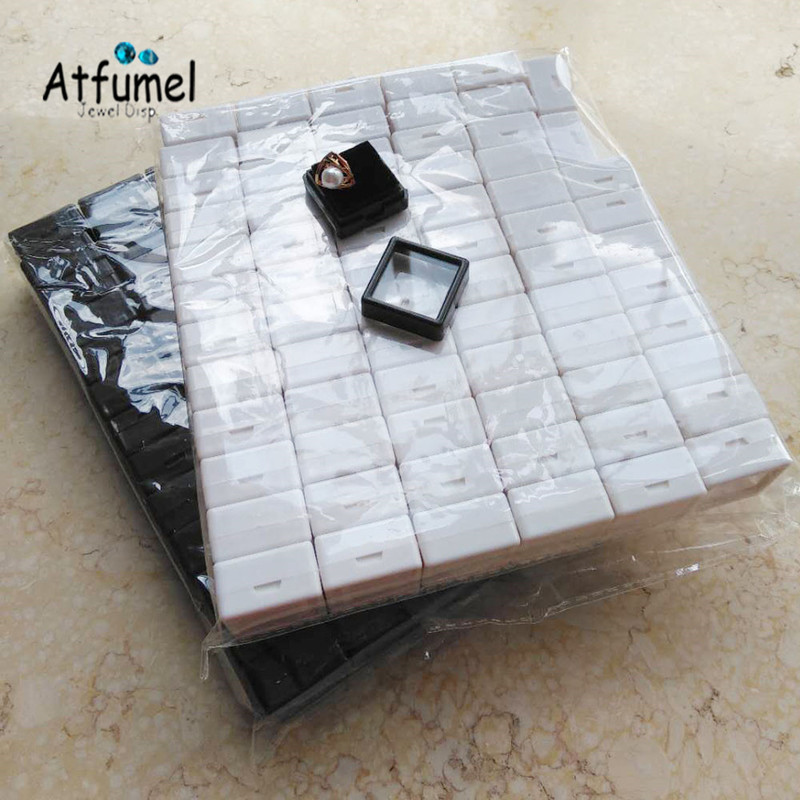 Wholesale 100Pcs Gemstones Display Box Loose Diamond Jewelry Organizer Case Gem Storage Container White Black 220819