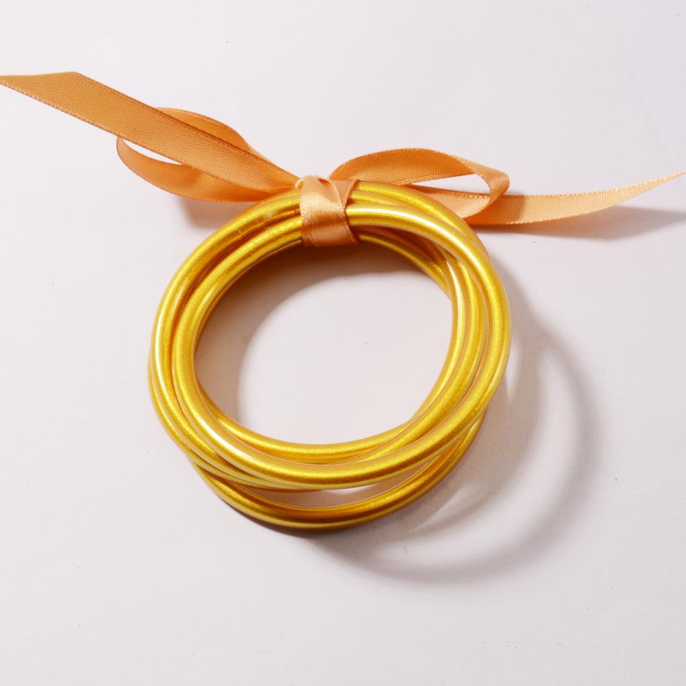 Shiny Gold Buddhist Strands Rush Bracelet Fine Bharm Buddha Girls Bracelets Silicone Plastic Glitter Jelly Light Gifts
