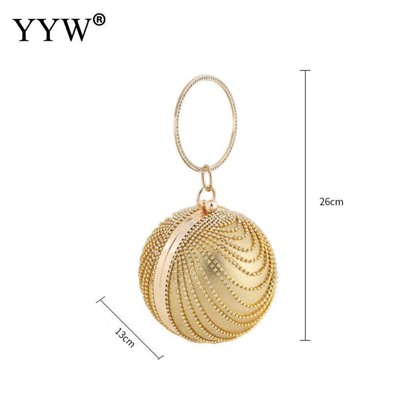 Circular Ring Evening Bags Metal GoldSliver Round Ball Handbags Elegant Luxury Clutch Purse Small Wedding Wallets 220819