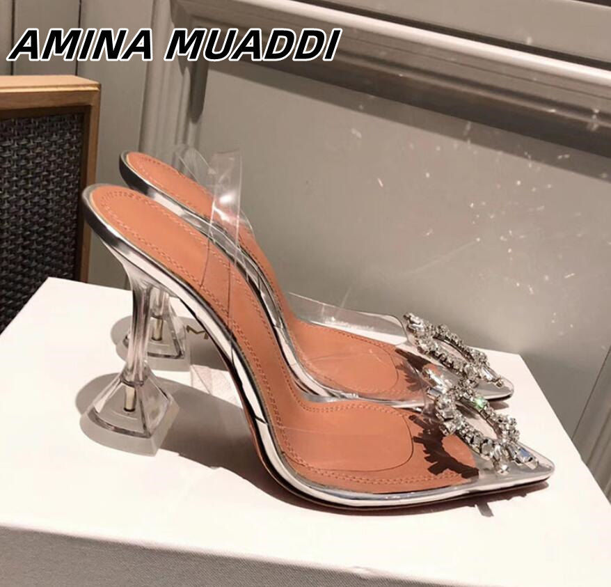 Perfect Official Quality Amina Shoes Begum Crystal-embellished Pvc Slingback Pumps Muaddi Restocks Begum Pvc Slingbacks 7cm High Heel