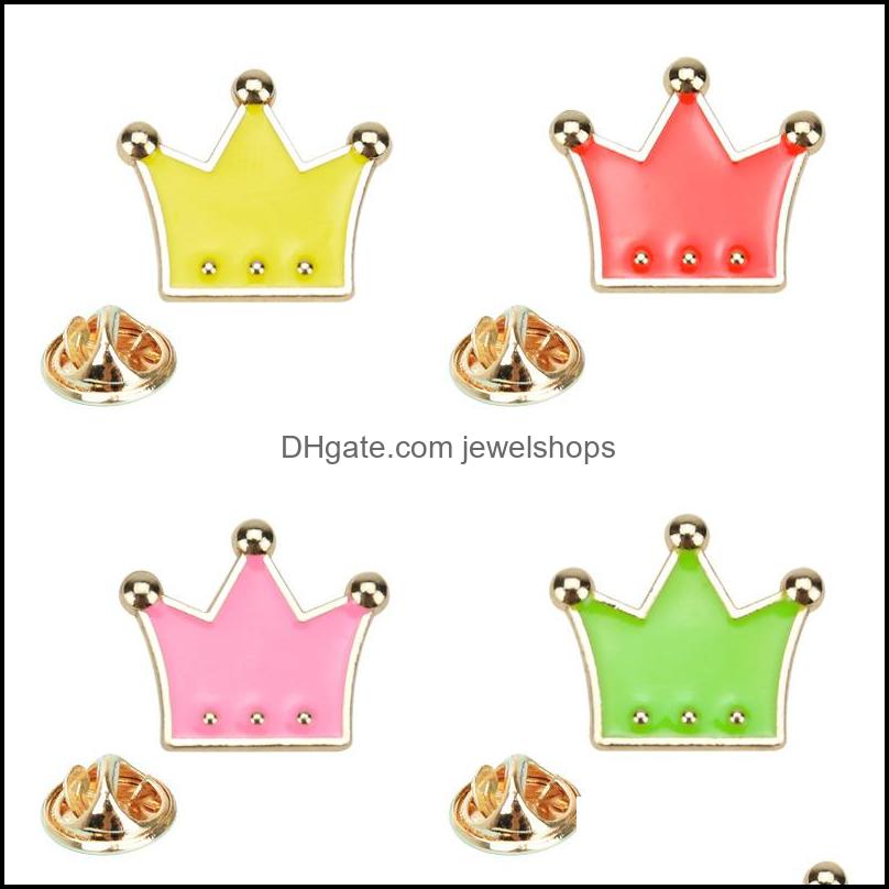 Pins Brooches Color Crown Shape Brooch Pin Unisex Alloy Drop Oil Sweater Clothes Lapel Pins Europe Women Bag Hat Cowboy C Jewelshops Dh9Ut
