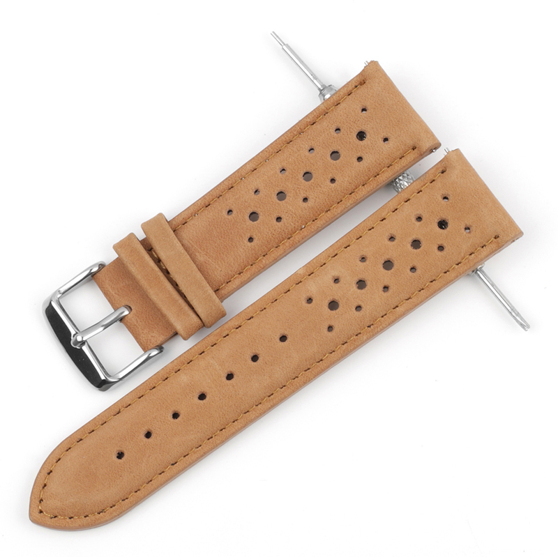 Handmade Watch Strap 18mm 19mm 20mm 22mm Leather Strap Black Brown Blue Breathable Porous Watchbands # C 220819