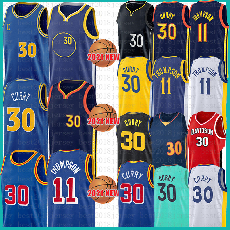 Mens Stephen Curry Wiseman Basketball Jersey Klay Thompson Davidson Wildcats Shirts NCAA College Jerseys 30 33 11 MVP