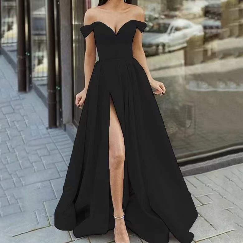 black Red Evening Dresses 2023 Deep V-Neck Formal Prom Dress Sweep Train Piping Side Split Modern Long Skirt Transparent Pageant Party Gowns
