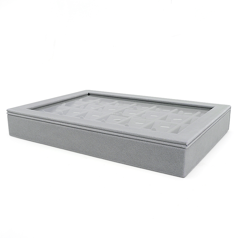 Gray Velet Fashion Portable Jewelry Ring Pendent Display Organizer Box Tray Holder Earring Jewellery Storage Case Showcase 220819