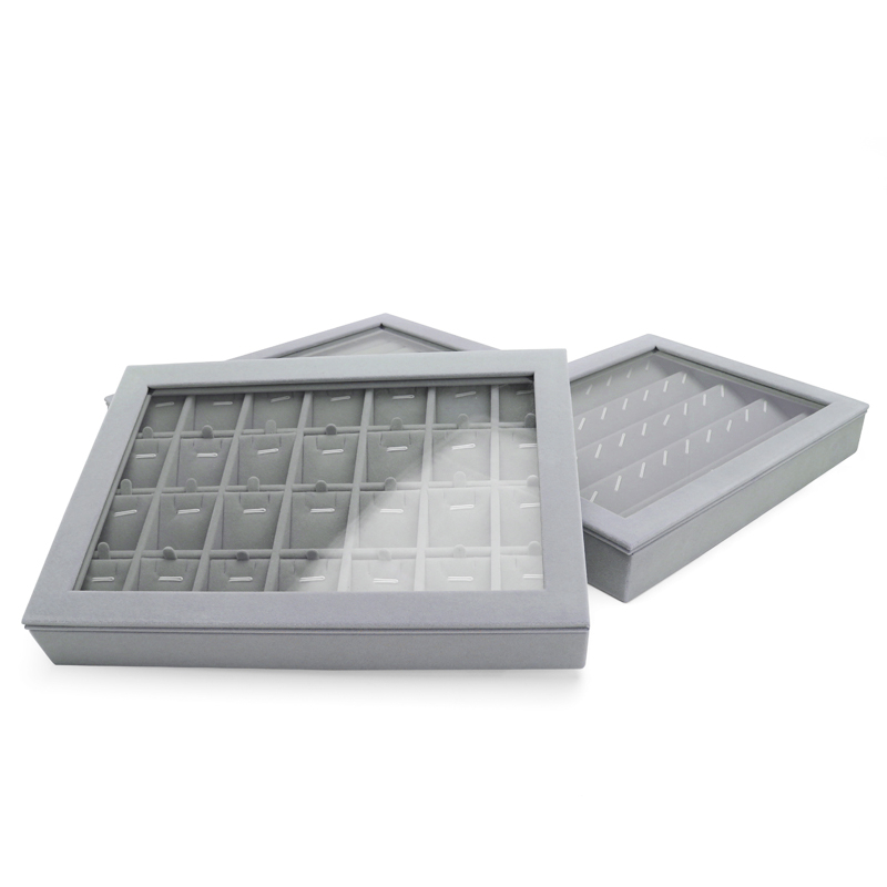 Gray Velet Fashion Portable Jewelry Ring Pendent Display Organizer Box Tray Holder Earring Jewellery Storage Case Showcase 220819