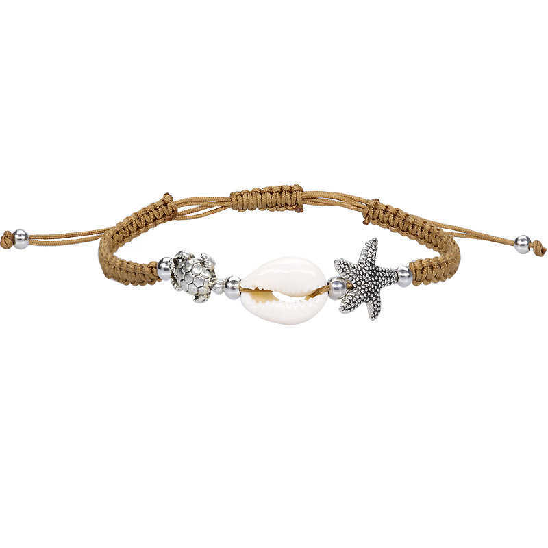 Popular Starfish Shell Bracelet Small Turtle Hand Woven Bracelet Beach Surfer Rope Paracord Bracelets