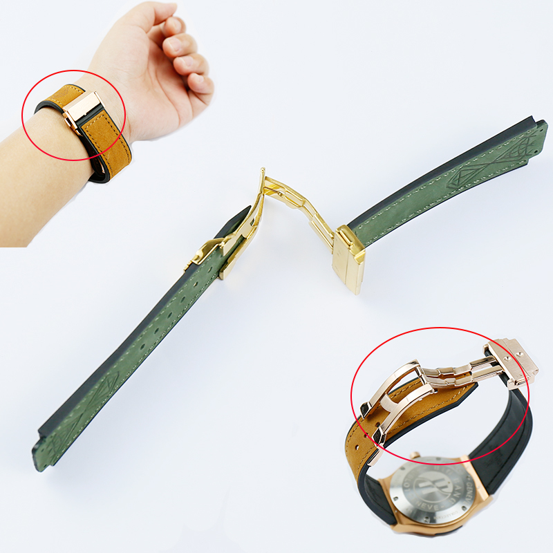 Watch accessories for Hublot 25 x 19mm matte leather silicone strap series 22mm folding buckle men and women sports rubber 220819