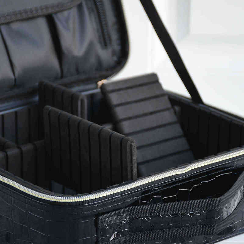 2021 New Crocodile Pattern Cosmetic Bag Partition Multi Functional Portable Travel Storage Makeup Case 220820