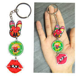 wholesale rubber Pompom 3D blm/bad bunny glowing Key Chain for Women Car Bag Accessories Key Ring