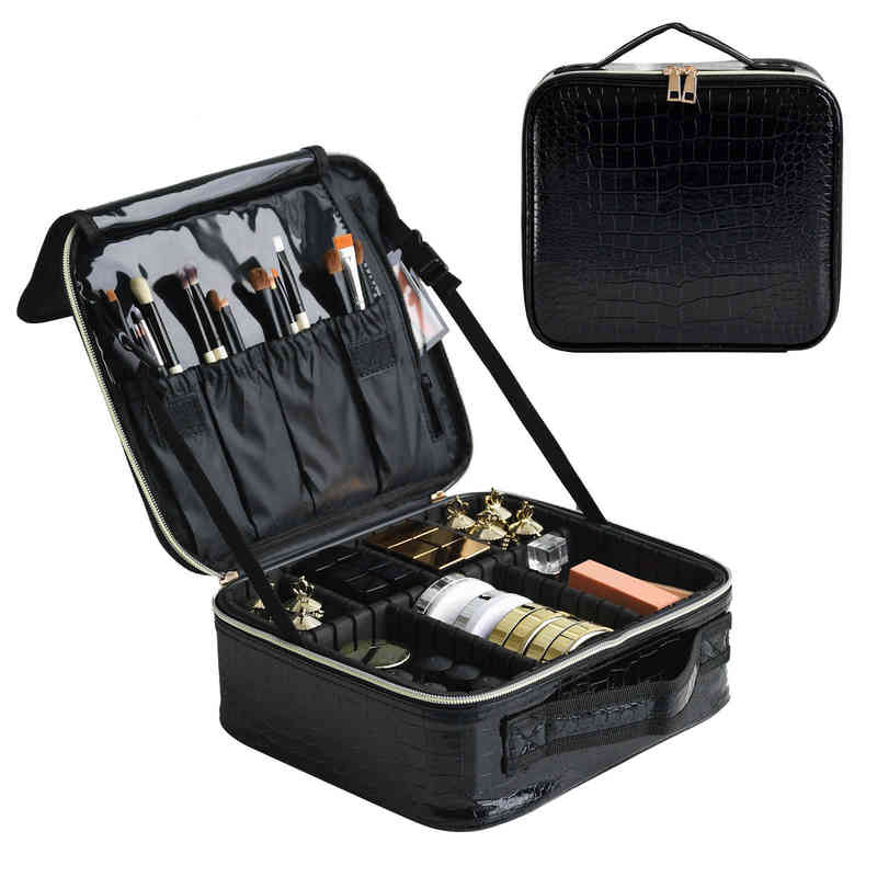 2021 New Crocodile Pattern Cosmetic Bag Partition Multi Functional Portable Travel Storage Makeup Case 220820