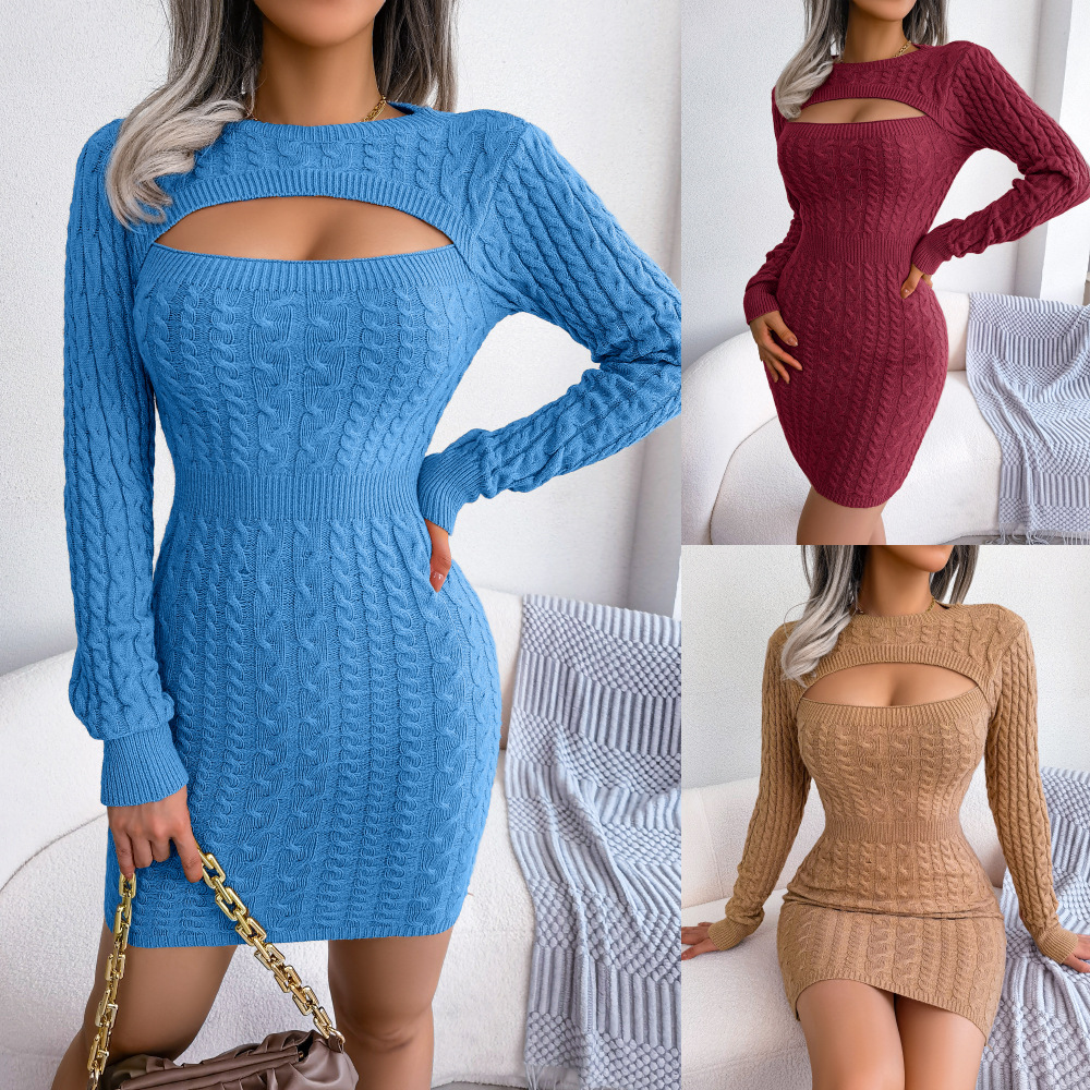 2022 autumn winter sweater European American sexy hollowed-out twist waist-pack hip skirt sweater, Red
2022 autumn winter sweater European American sexy hollowed-out twist waist-pack hip skirt sweater, Red