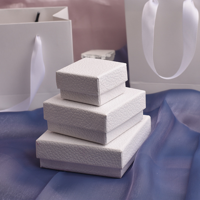 12Pcs White Texture Jewelry Set Gift Box Bag Ring Necklace Bracelets Earring Gift Packaging Boxes With Sponge Inside Rectangle 220819