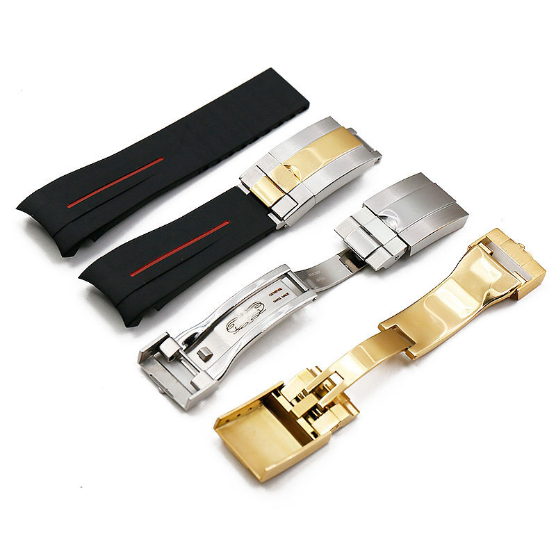 Men's rubber strap 20mm21mm folding buckle watch accessories for Rolex GMT ghost king Ancon waterproof silicone strap women band 220819
