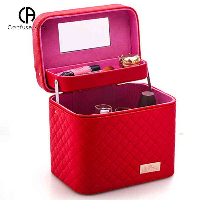 Women Waterproof Cosmetic Bag Jewelry Storage Box Travel Beauty Kits Suitcase Portable Makeup Case 220820