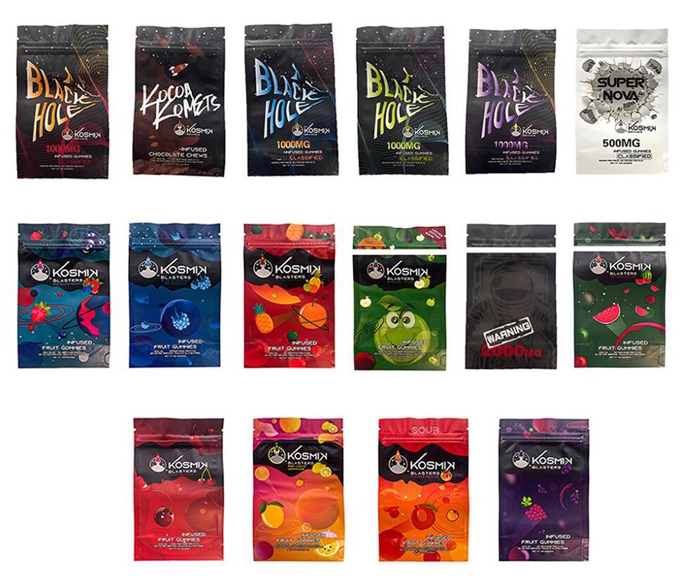 1000MG Kosmik blasters sour fruit gummies packing bags 500mg 50 servings pack 50mg per 3.5oz resealable mylar Edibles Infused Gummy zipper package bag newest 2000MG
1000MG Kosmik blasters sour fruit gummies packing bags 500mg 50 servings pack 50mg per 3.5oz resealable mylar Edibles Infused Gummy zipper package bag newest 2000MG