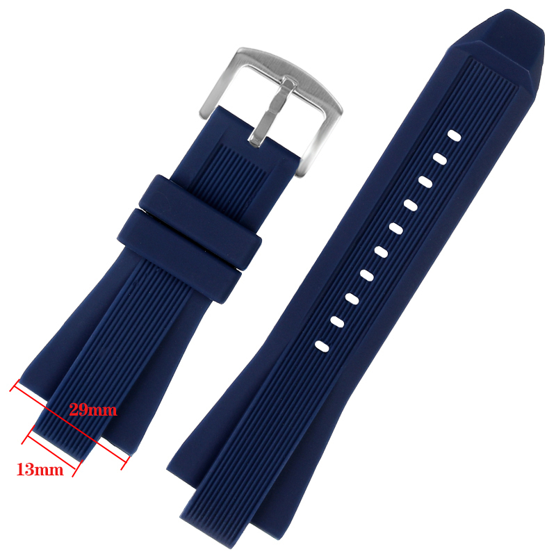 For MK Series MK8184 MK8152 MK9020 MK8730 MK8761 8295 8296 8445 Rubber Watchband Convex Silicone 29x13mm Mens Strap Black Blue 220819