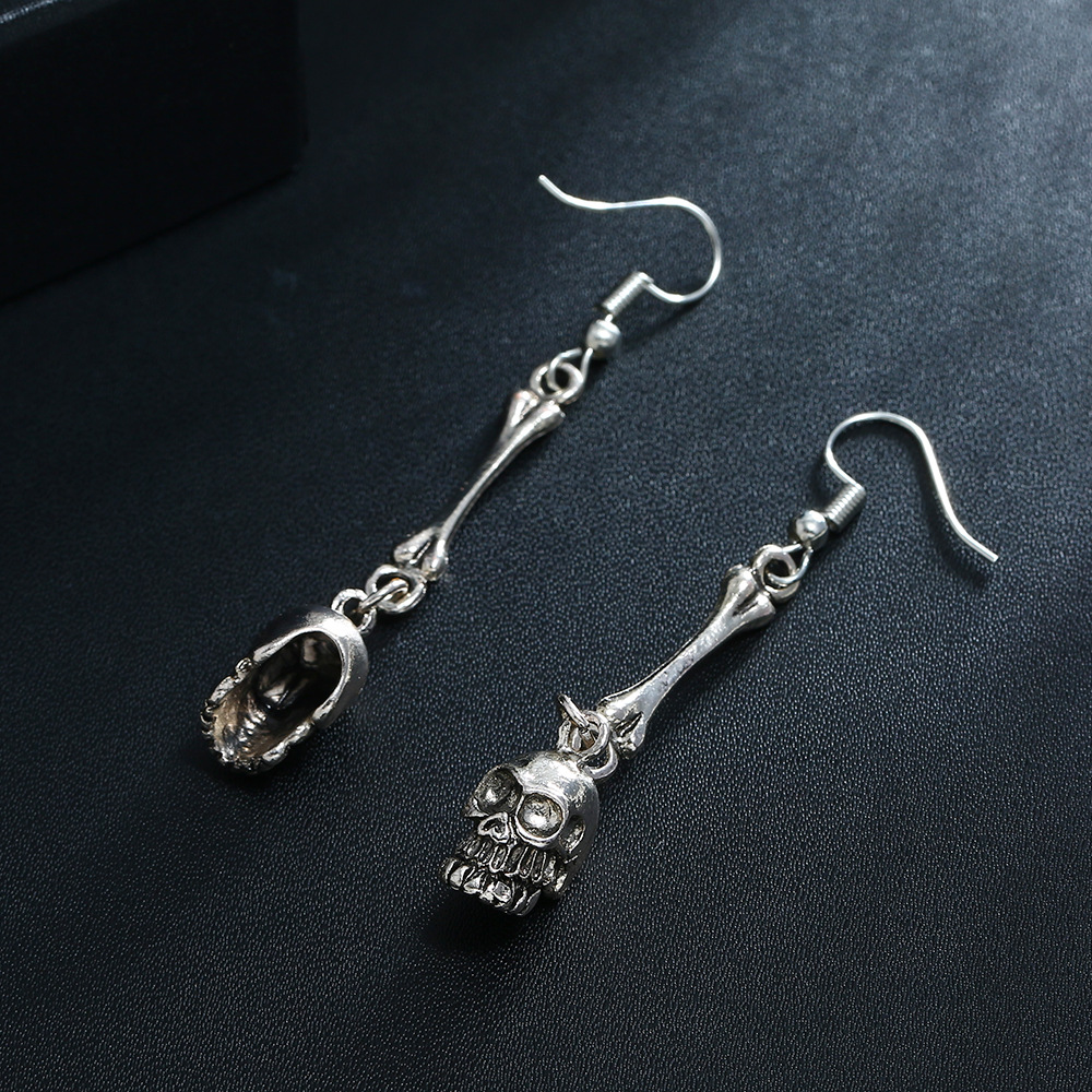 Antique Gold Silver Skeleton Dangle Earrings for Men Women Hip Hop Young Halloween Party Jewelry European American Hot Selling Ear Jewellry Wholesale