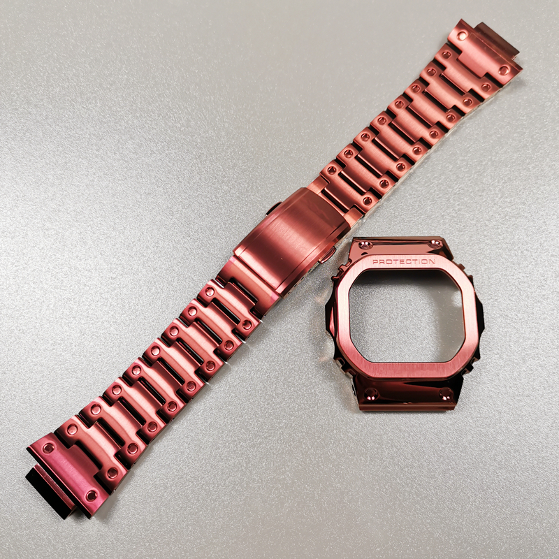 DW5600 Watchband and Bezel Metal Set For GWM5610 GW5000 Stainless Steel Watchband Case DW5600 GW-M5610 GW5000 Series With Tools 220819