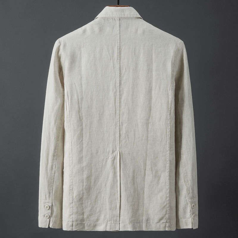 White Cotton Linen Suit Coat Men s Spring Summer Pure Color Slim Casual Business Thin Mens Blazer Jacket Comfortable Breathable 220819