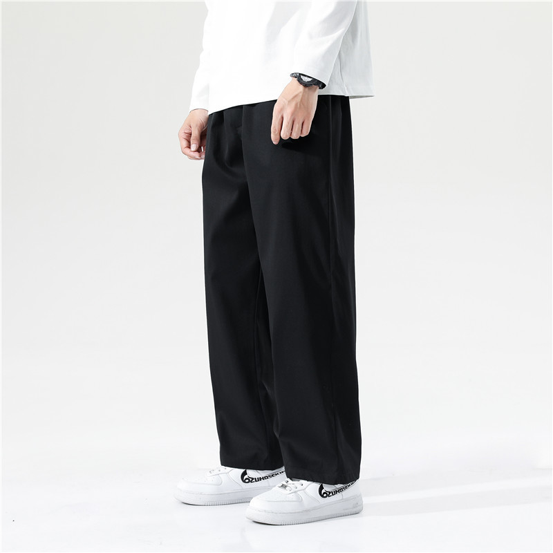 Men Casual Pants Loose Straight Wide Leg Pants Men Retro Streetwear Skateboard Neutral Trousers Fashion Solid Color Pants 220819