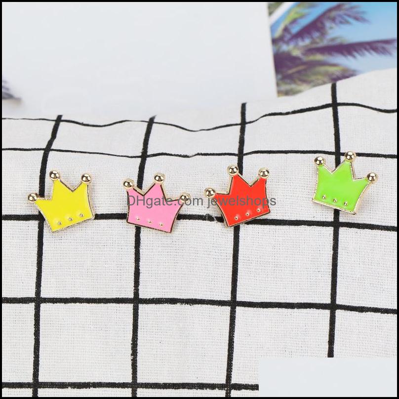 Pins Brooches Color Crown Shape Brooch Pin Unisex Alloy Drop Oil Sweater Clothes Lapel Pins Europe Women Bag Hat Cowboy C Jewelshops Dh9Ut