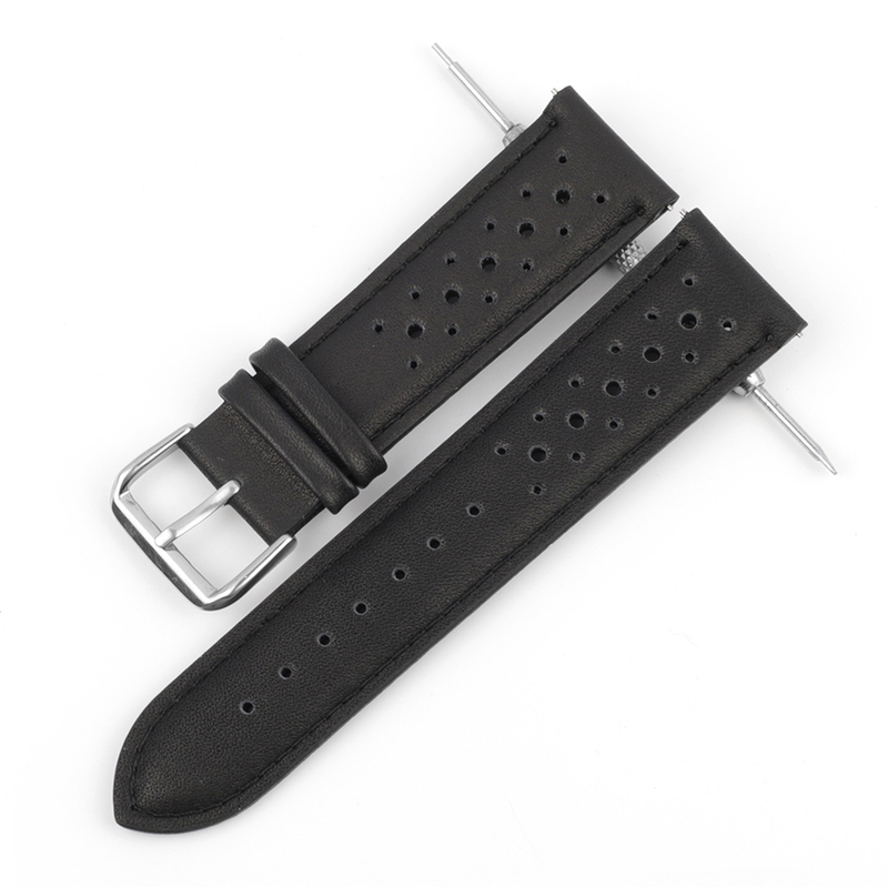 Handmade Watch Strap 18mm 19mm 20mm 22mm Leather Strap Black Brown Blue Breathable Porous Watchbands # C 220819