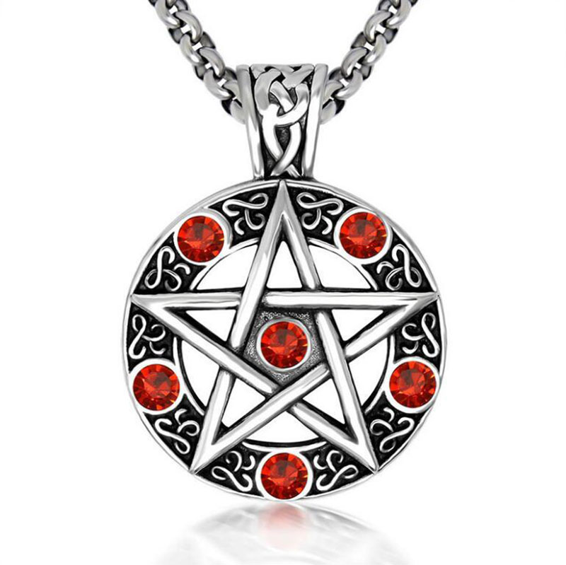 Pentagram Satanic Symbol Necklace Satan Worship Pendant Vintage Diamond Necklaces Jewelry Wholesale
