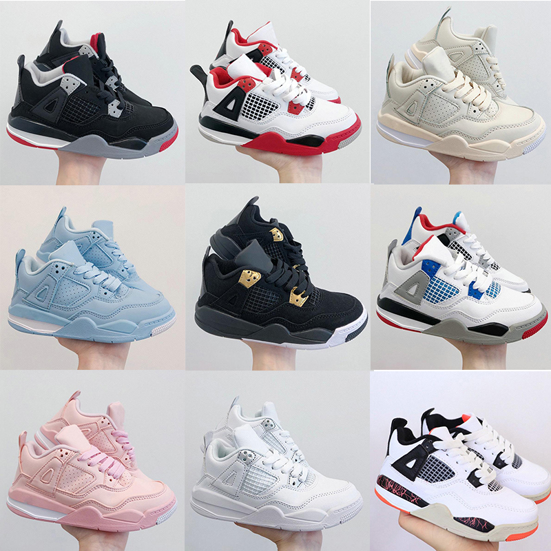 Kids Basketball Shoes 4 Black cat Toddler TD 4s Red Chicag Boys Girls BasketBall Pour Enfants Athletic Outdoor Sneakers