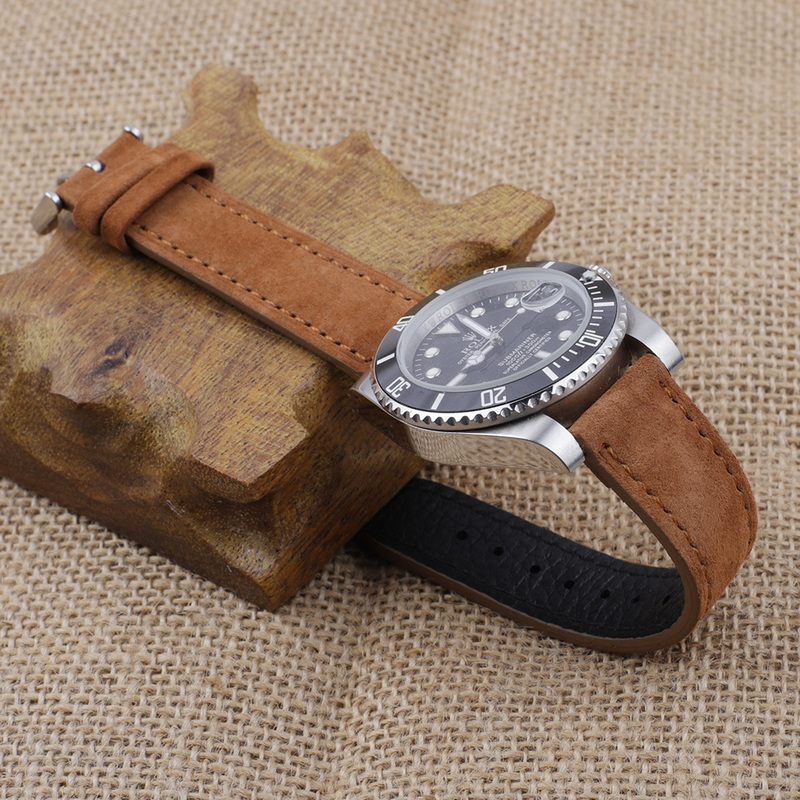 Onthelevel Genuine Leather Suede Watch Strap Leather Retro Watchband 18mm 19mm 20mm 22mm Gray Blue Watch Accessories #BF 220819