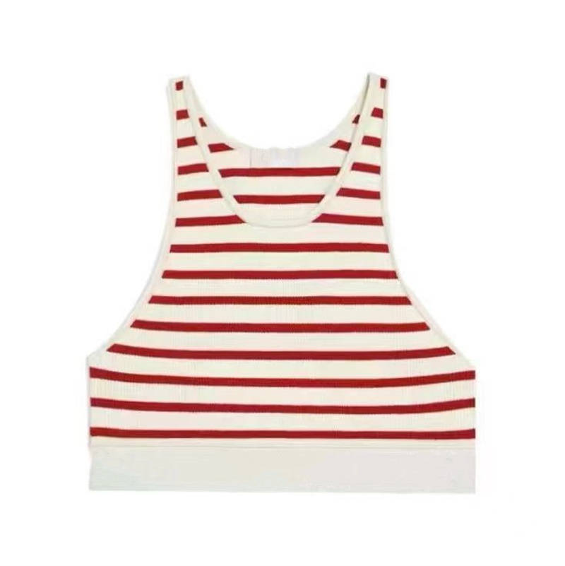 Women's Tanks Summer Stripe Fashion Sexy Crop Top Slim Tops O-neck Sleeveless Workout Vest Ladies Good Quality Tank 10 Colors