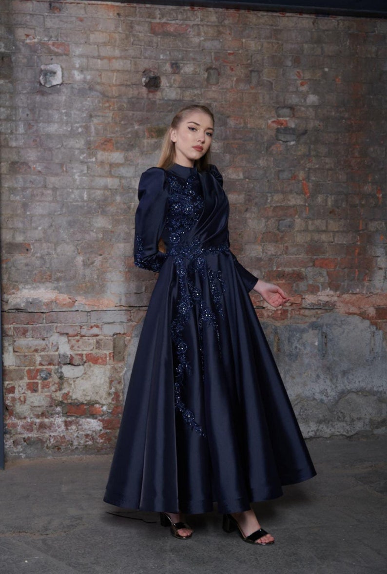 Elegant Gold Mother Of The Bride Dresses Ankle Length High Neck Long Sleeve Groom Mom Evening Prom Party Gowns Appliques Lace Beads Chic Muslim Weddin
