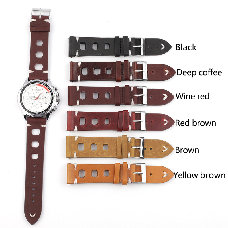 Handmade Vintage Real Leather Strap Watch Band Watch Accessories Bracelet 18mm 20mm 22mm 24mm Red Black Brown Color Watchband 220819