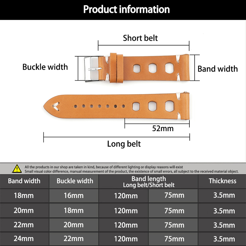 Handmade Vintage Real Leather Strap Watch Band Watch Accessories Bracelet 18mm 20mm 22mm 24mm Red Black Brown Color Watchband 220819