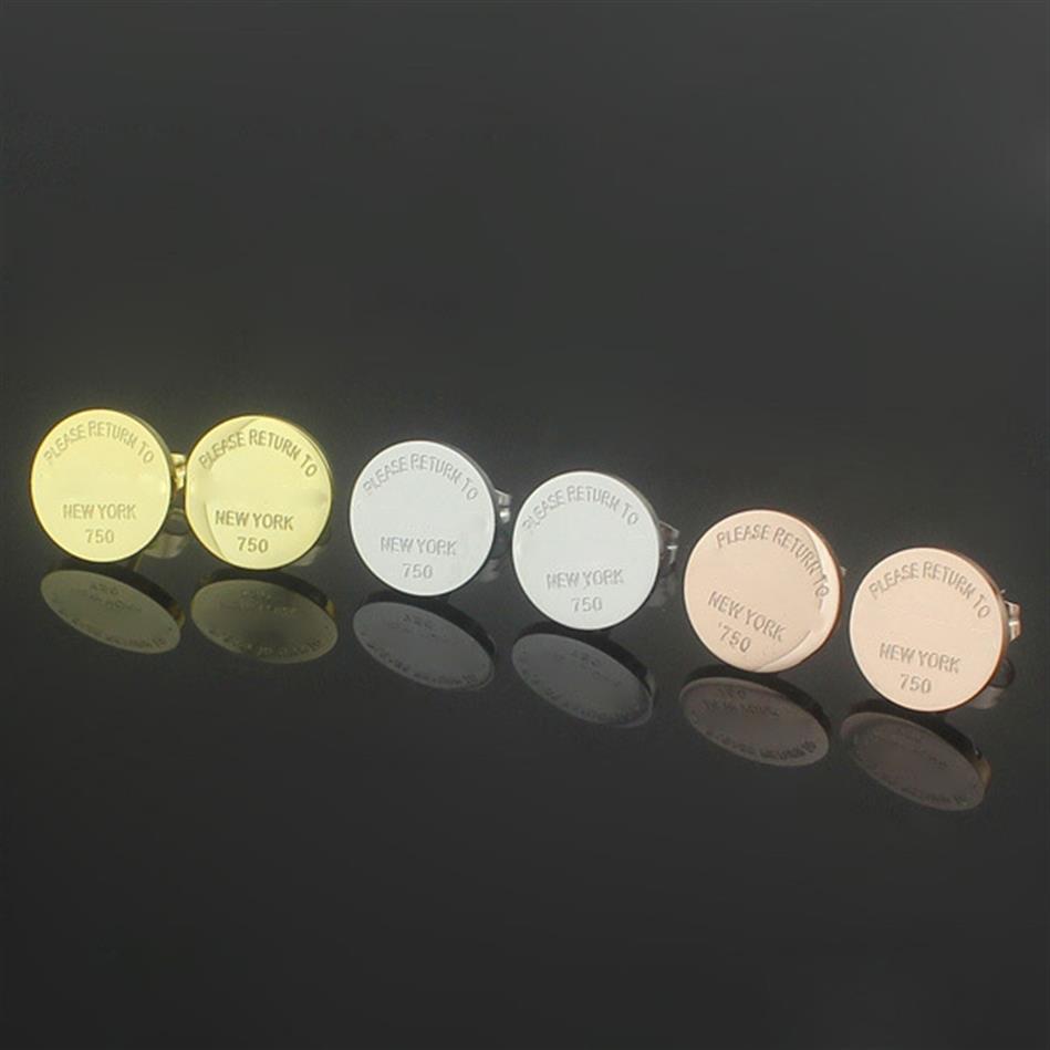 New Fashion T earring Gold Silver Rose gold Branded Women Stainless PLEASE RETURN TO Heart Round charms stud Earring 1pcs drop shi303e
New Fashion T earring Gold Silver Rose gold Branded Women Stainless PLEASE RETURN TO Heart Round charms stud Earring 1pcs drop shi303e