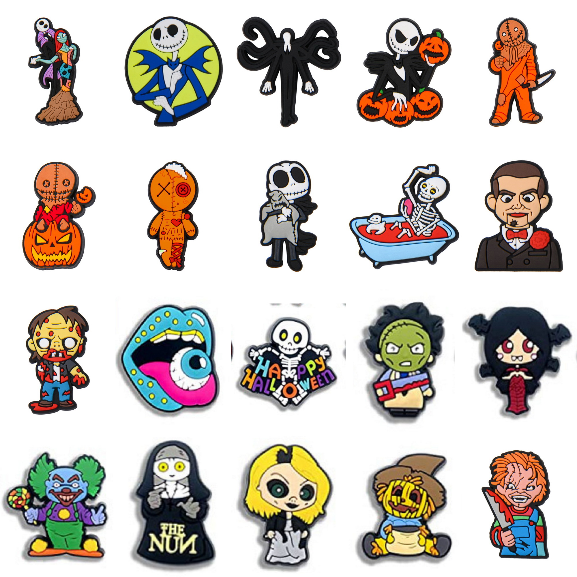 Wholesale Halloween Bad Bunny Croc charm party killer horror pumpkin gifts clog shoes charms for Cro Shoes Decoration
Wholesale Halloween Bad Bunny Croc charm party killer horror pumpkin gifts clog shoes charms for Cro Shoes Decoration