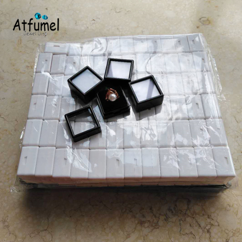 Wholesale 100Pcs Gemstones Display Box Loose Diamond Jewelry Organizer Case Gem Storage Container White Black 220819