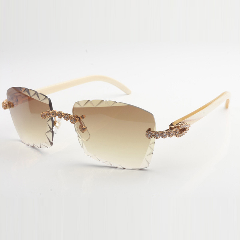 New Design Bouquet Diamonds Hand Carved Seasonal Fashion Sunglasses buffs 3524029 Assorted Colors horns Temples and 58mm Cut Lens Thickness 3mm Free express