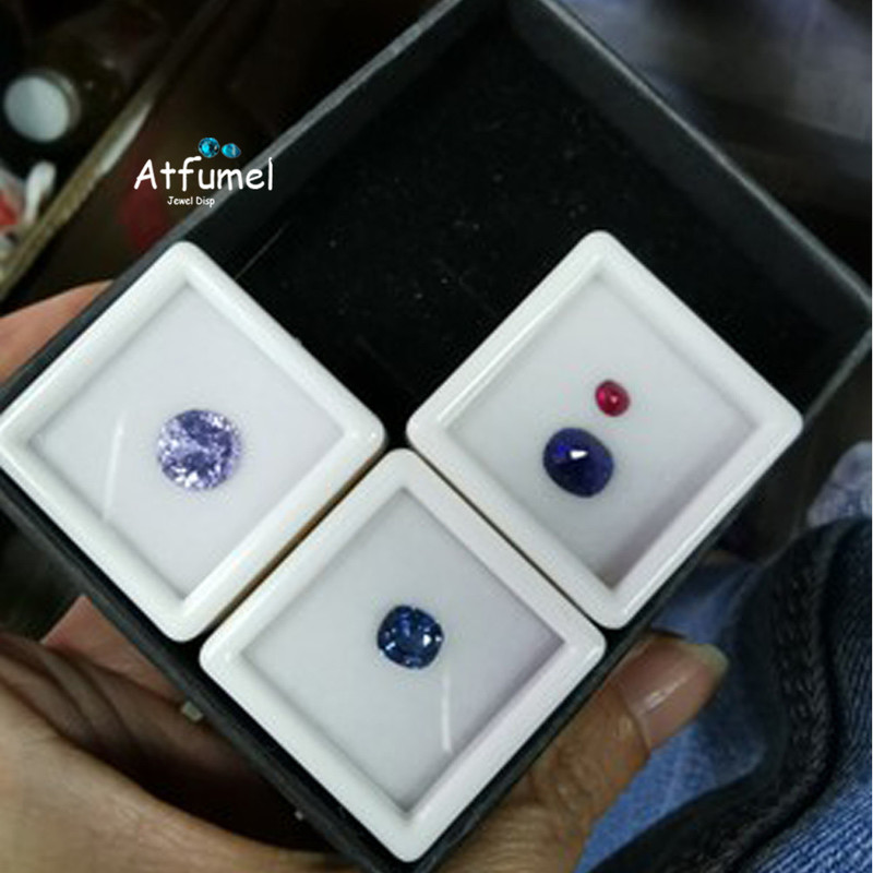 Wholesale 100Pcs Gemstones Display Box Loose Diamond Jewelry Organizer Case Gem Storage Container White Black 220819