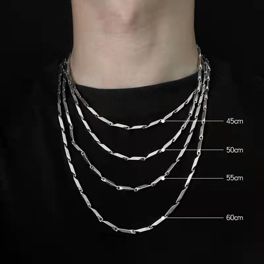 Solid Stainless Steel Silver Rice Shape Chains NecklaceJewelry for Men and Women Jewelry Accessories