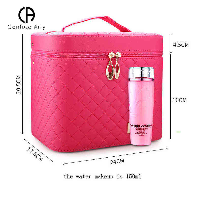 Women Waterproof Cosmetic Bag Jewelry Storage Box Travel Beauty Kits Suitcase Portable Makeup Case 220820