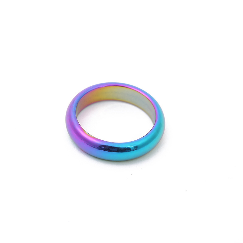 Fashion Hematite Rings Colorful Gallstone Couple Rainbow Non-magnetic Relieve Anxiety Unisex Chakra Energy Jewelry Gift