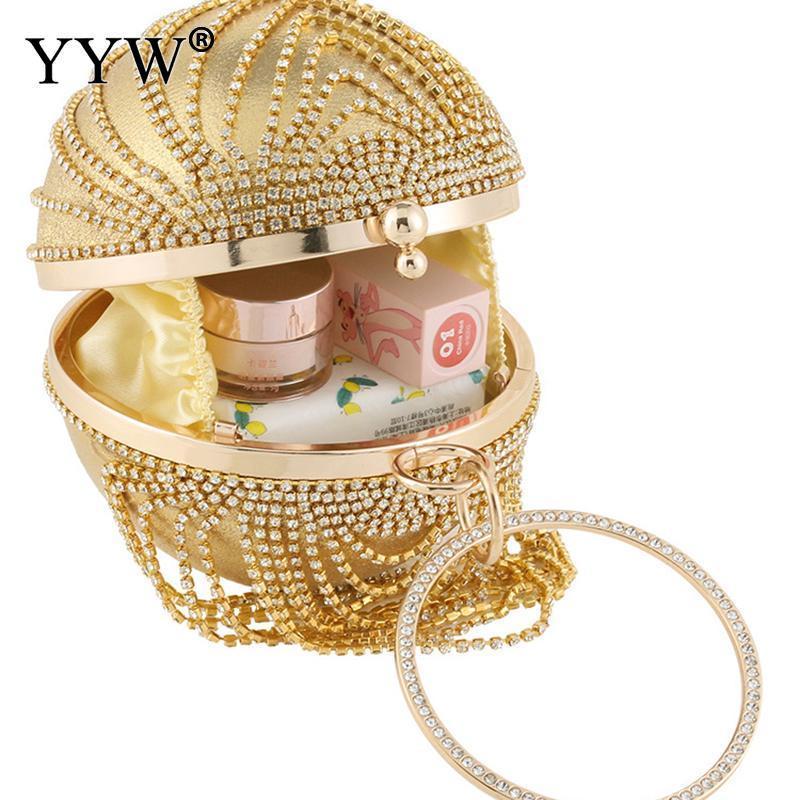 Circular Ring Evening Bags Metal GoldSliver Round Ball Handbags Elegant Luxury Clutch Purse Small Wedding Wallets 220819