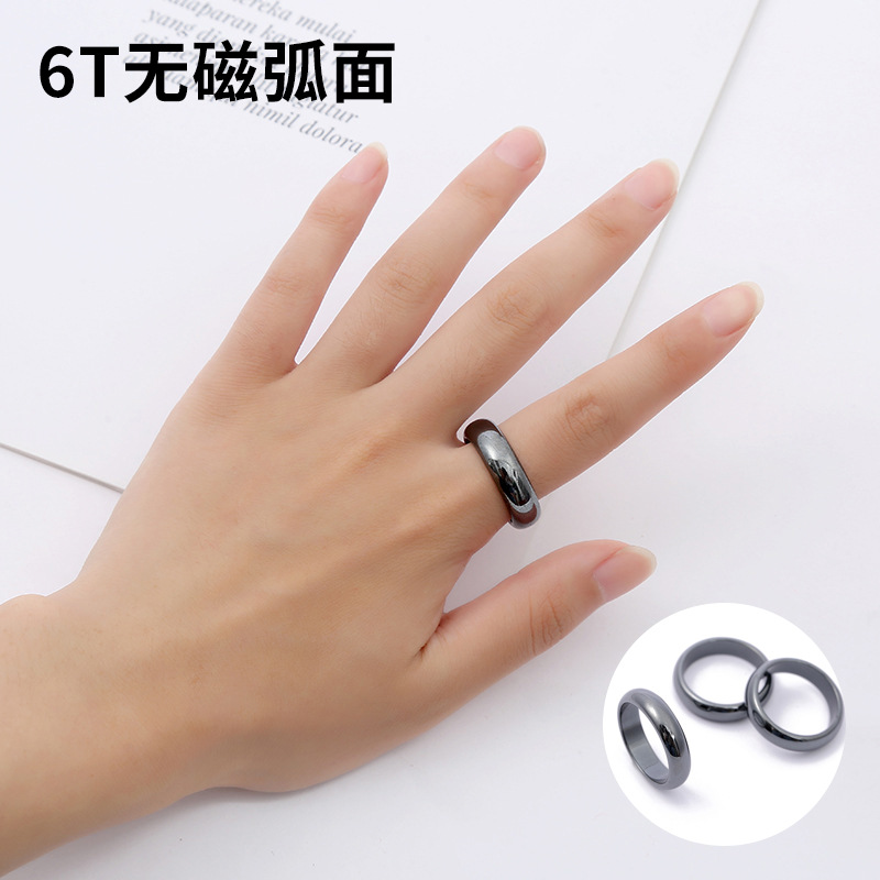 6mm High Quality Hematite Rings Not Magnetic Women Party Jewelry Smooth Cut Face Black Friend Gift Anillos Accessories