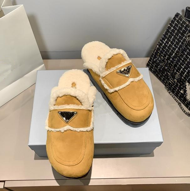 Luxury wool slippers women's triangle standard outer wear autumn and winter Muller shoes new furry toe lazy plush warm ladies flat half slippers, Black
Luxury wool slippers women's triangle standard outer wear autumn and winter Muller shoes new furry toe lazy plush warm ladies flat half slippers, Black