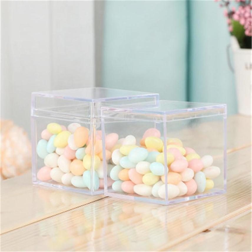 Gift Wrap 12pcs Acrylic Candy Box Goodie Bags Clear Chocolate Plastic Wedding Party Favor Packing Pastry Container Jewelry Storage2332683