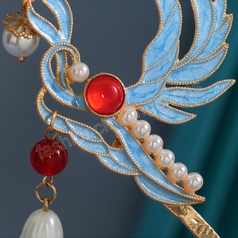 Vintage Chinese Style Hanfu Hair Stick Women Metal Tassel Hair Fork Hairpin Woman Jewelry Hair Clip Accessories