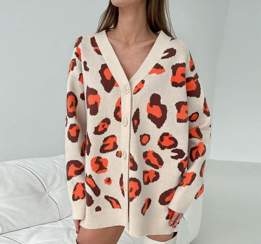 Women Colorful Leopard Print Cardigans Oversized Buttons Knitted Sweaters Female Streetwear Thick Warm Jackets, 04
Women Colorful Leopard Print Cardigans Oversized Buttons Knitted Sweaters Female Streetwear Thick Warm Jackets, 04