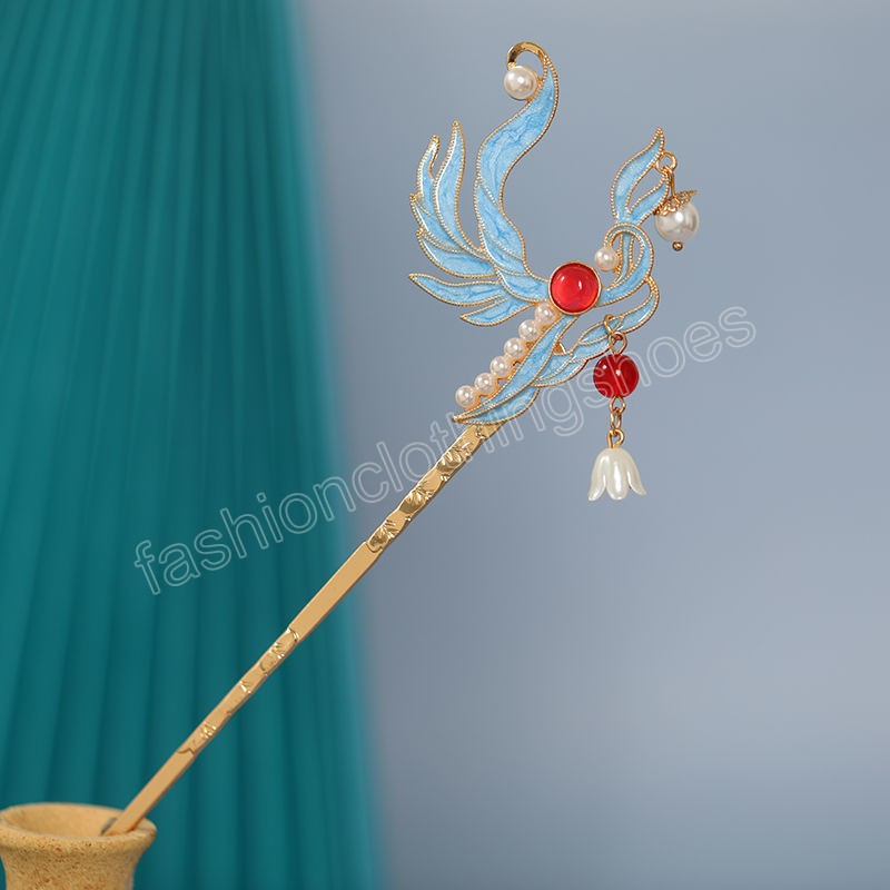 Vintage Chinese Style Hanfu Hair Stick Women Metal Tassel Hair Fork Hairpin Woman Jewelry Hair Clip Accessories